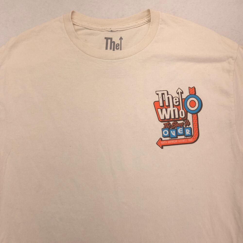 The Who Band Crew Neck Short Sleeve Graphic T Shirt Mens Size Large L Tan
